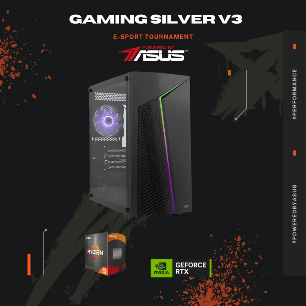 Computador Gaming Silver V3 Powered By ASUS Ryzen 5 5500 16GB 512GB SSD RX 7600