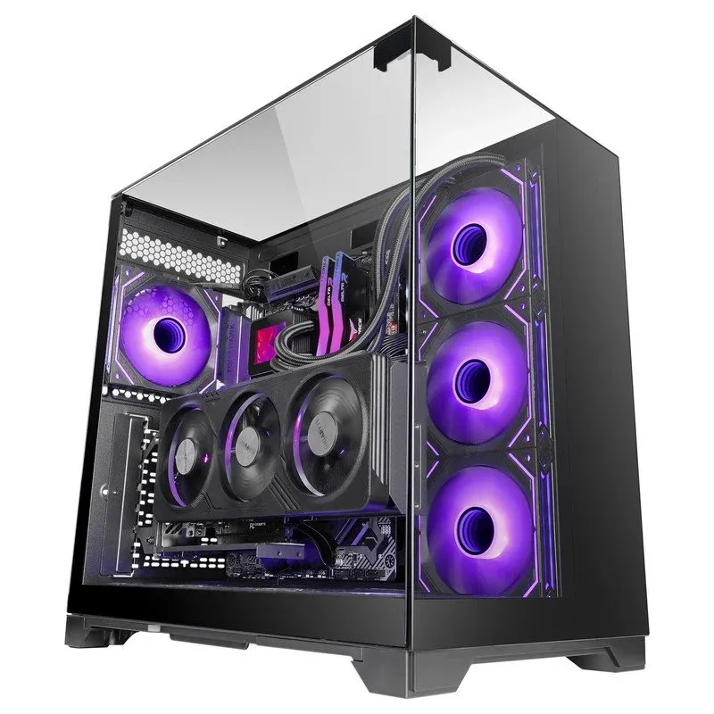 Caixa ATX Mars Gaming MC-Vision com Três Vidros Temperados Sem Moldura Duas Câmaras e USB 3.0 Preta