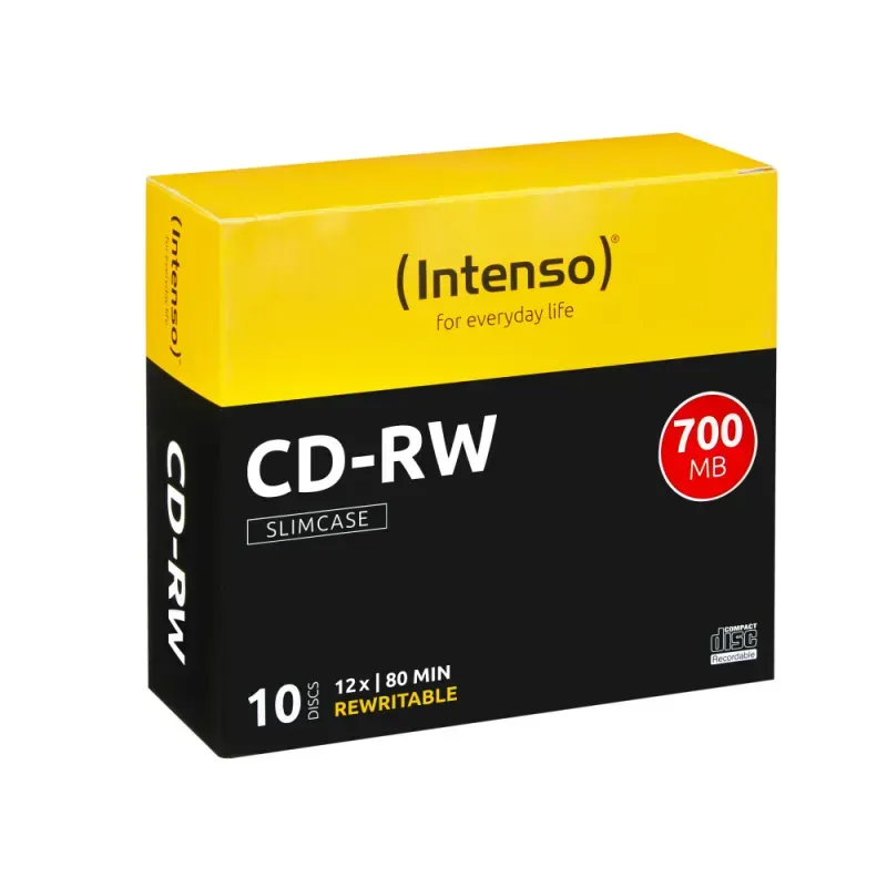INTENSO CD-RW 700MB 80 MIN 12X SPEED REWRITABLE SIM CASE 10 UNI