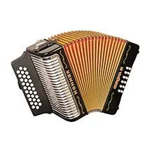 Concertina Hohner Corona III Preta GCF (Sol-Dó-Fá) com saco