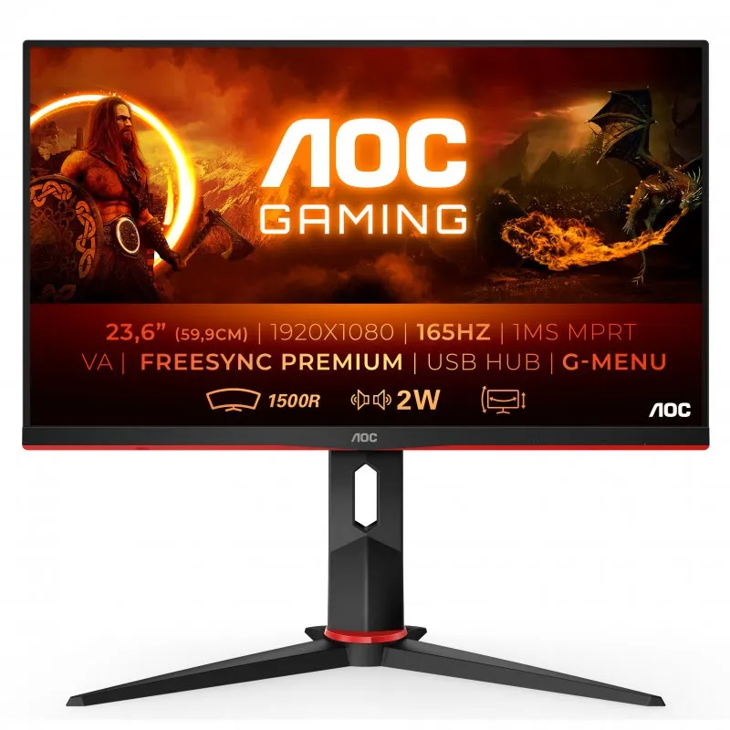 Monitor Curvo AOC G2 C24G2U/BK 23.6" VA FHD 165Hz Preto