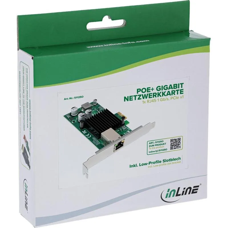 Tarjeta de Red InLine 51125O PCI Express Mini Card 1000 Mbit/s PoE+