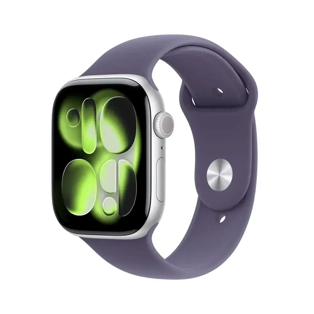 Smartwatch Apple Watch Series 11 GPS + Celular 46mm Alumínio Prateado c/ bracelete Desportiva Roxa S/M