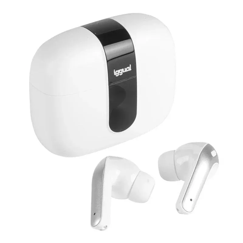 Auriculares iggual True Sound inalámbricos Bluetooth TWS para chamadas e música IP44 brancos