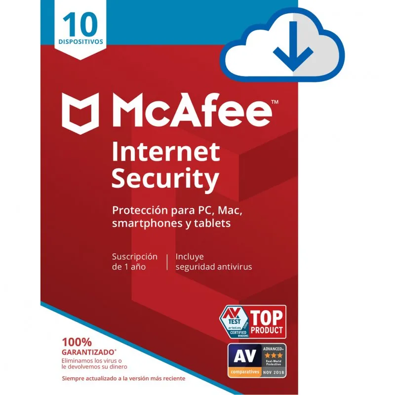 McAfee Internet Security 10 Dispositivos 1 Ano Descarga Digital