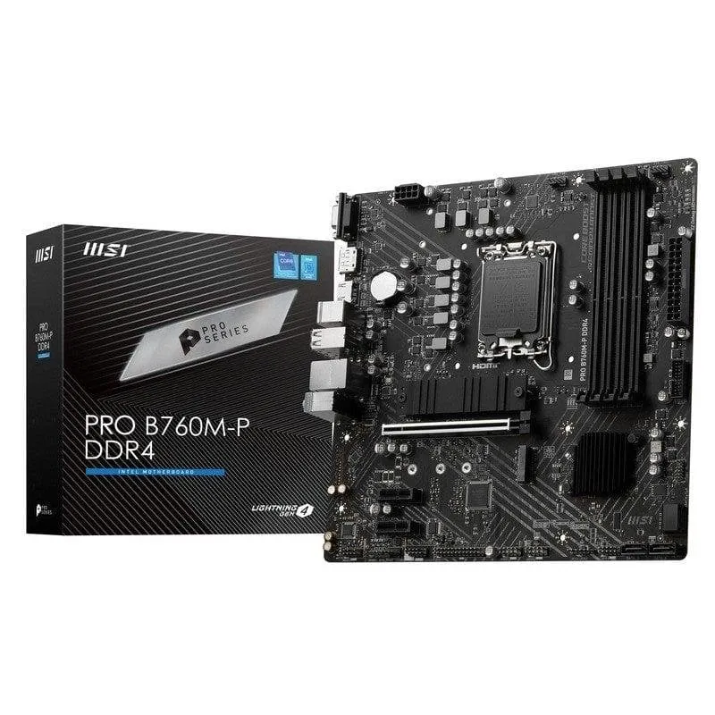 Motherboard MSI PRO B760M-P DDR4 B760 LGA1700 DDR4 Micro-ATX PCIe 4.0 128GB 2.5GbE M.2 RAID