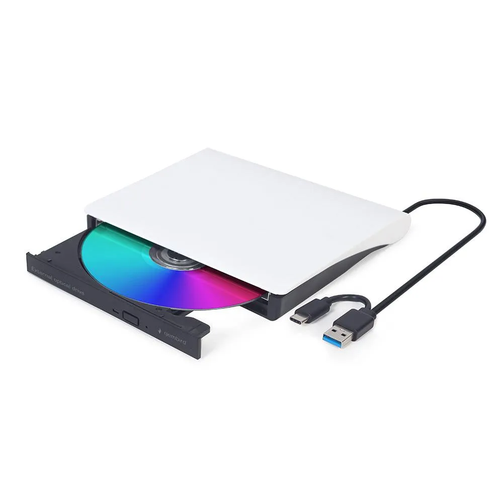 Drive Óptica Externa USB Gembird DVD-USB-031-BW CD/DVD 24x/8x Branca