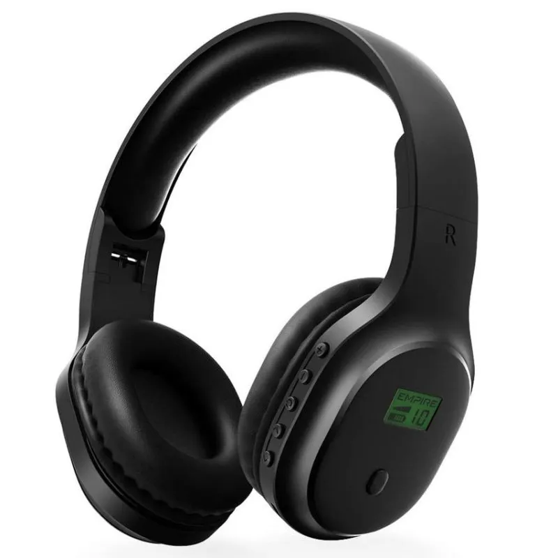Auriculares Empire HT.H10 sem fio e com fio para educacao, controle de volume, bateria 1200 mAh, preto