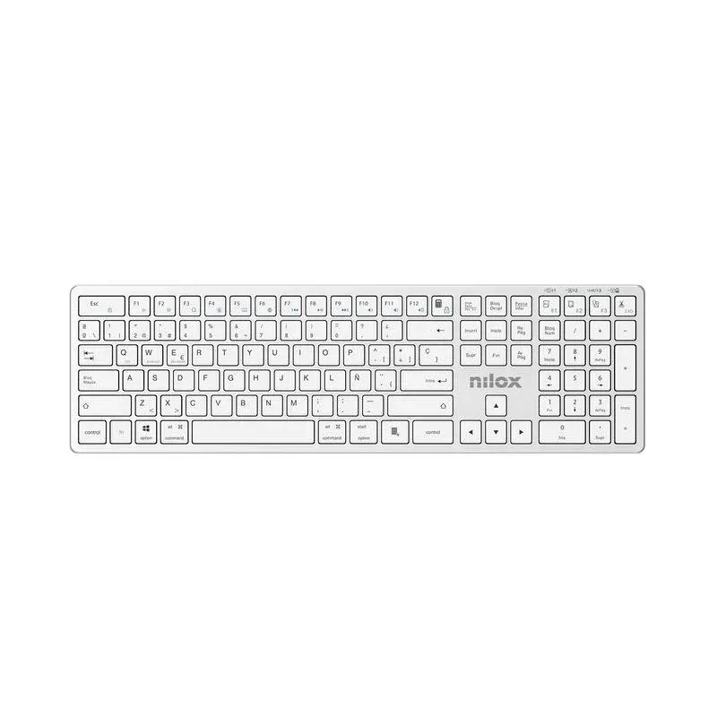 Teclado Nilox Pro Wireless de membrana espanhol conexão dupla Bluetooth e USB