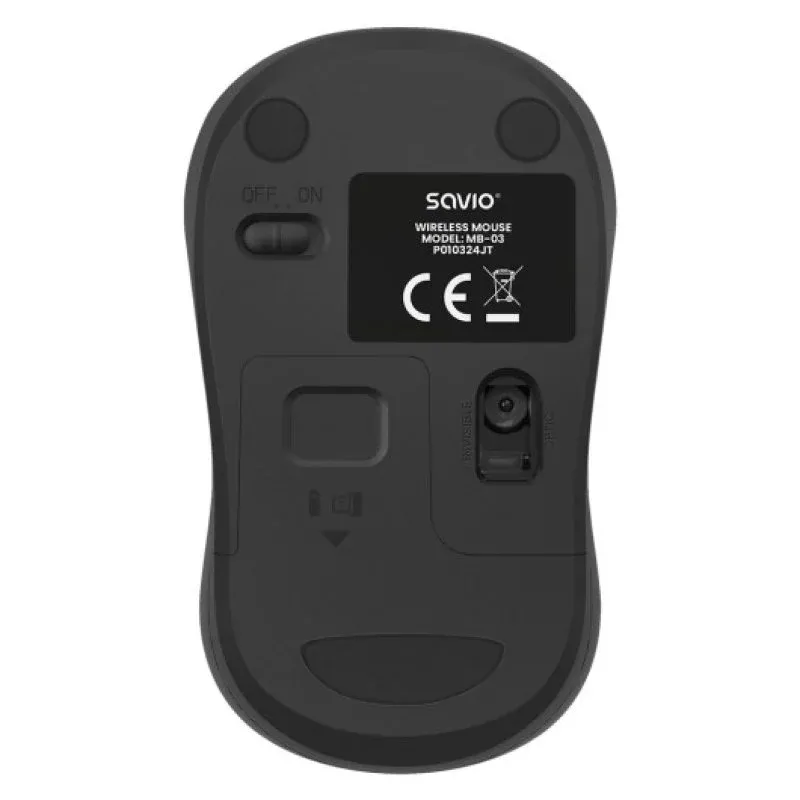 Savio MB-03 Rato Sem Fios Bluetooth + Wireless 1000 DPI com Recetor USB