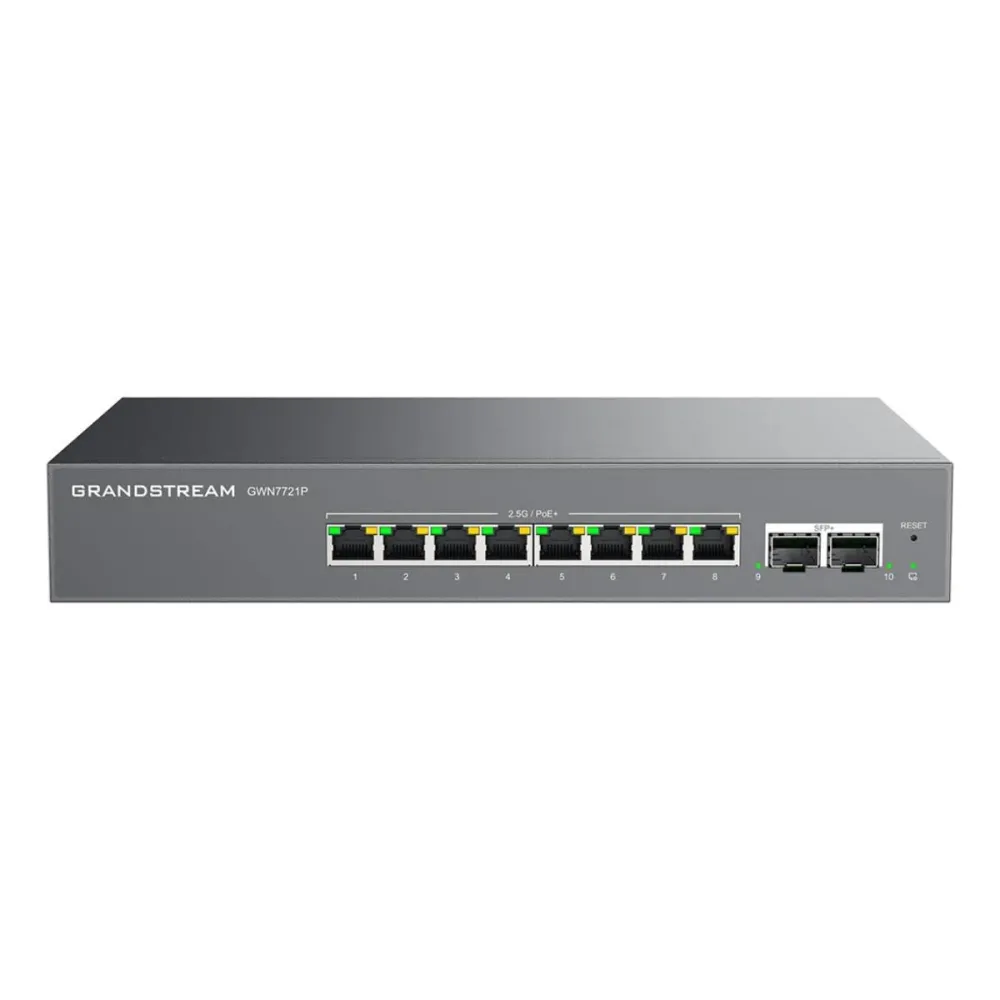 Switch Grandstream GWN7721P 8 Portas Gigabit PoE 2 Portas 10Gbps SFP+
