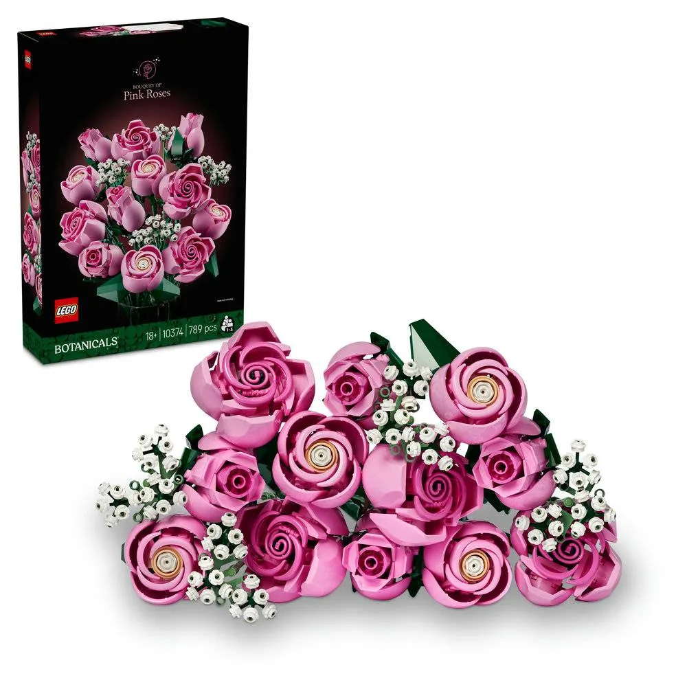 LEGO Botanicals: Buquê de Rosas Cor-de-Rosa | Idades 18+ | 789 Peças | Item 10374