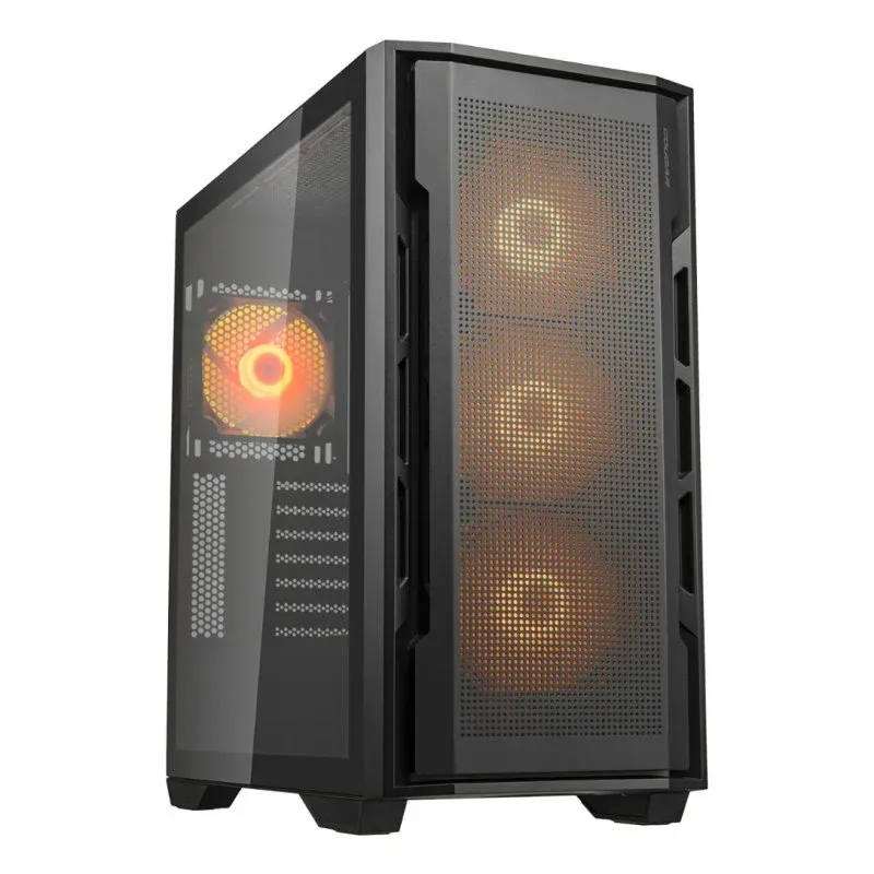 Caixa de Computador Cougar Uniface RGB Midi Tower E-ATX com Vidro Temperado, 4x Ventoinhas RGB e USB-C Preta