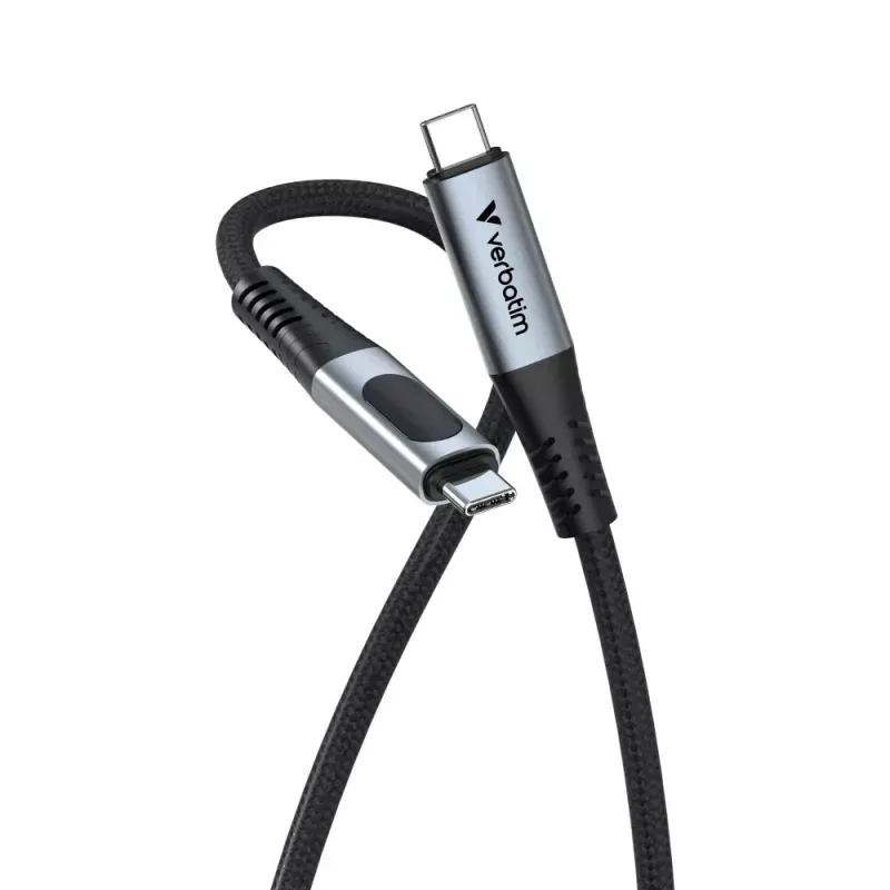 VERBATIM CABO USB-C 240W 40GBPS C/ DISPLAY NYLON BLACK 1.20MT