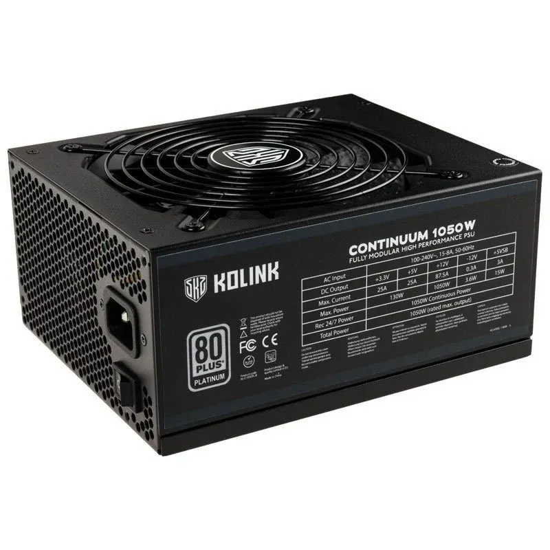 Fonte Alimentação Kolink Continuum 1050W 80 Plus Platinum Modular