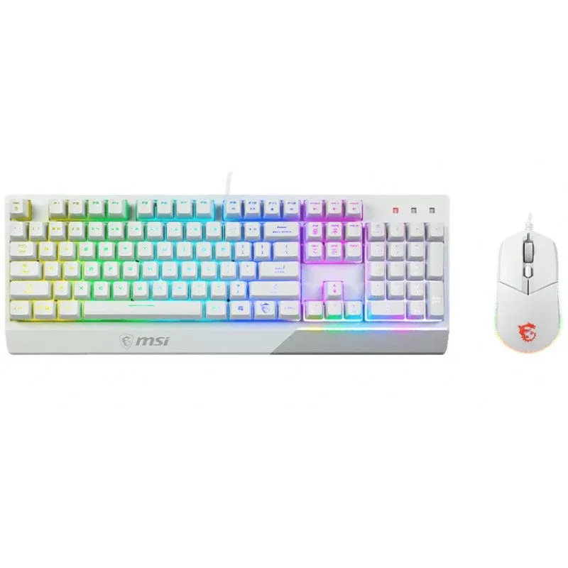 MSI Vigor GK30 Combo White teclado Rato incluído USB QWERTY Francês Branco