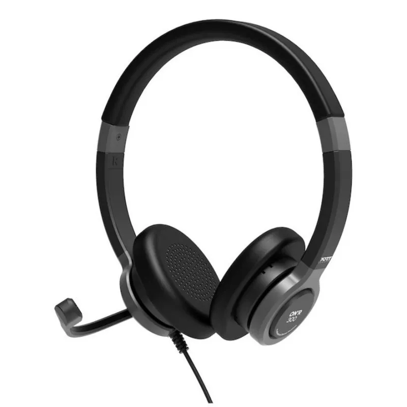 Auriculares Port Designs 912001 com fio USB-A/USB-C Cancelamento de Ruído para Escritório preto