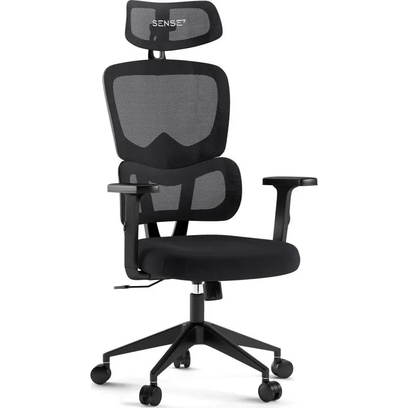 Cadeira de escritório ergonómica, ajustável e respirável SENSE7 Veno, em preto.