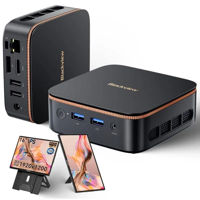 Mini PC Blackview MP20 AMD Ryzen 3 3300U 16GB 512GB SSD Radeon Vega 6 Windows 11 Pro + Ecrã Portátil 16"