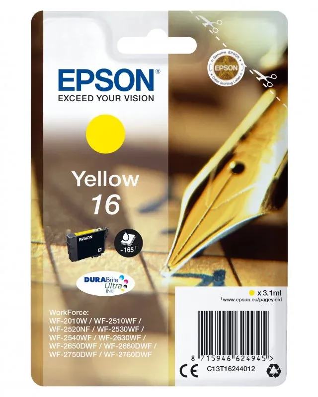 Tinteiro EPSON 16 Amarelo + Alarme RF - WF-2010/251xx/26xx/27xx