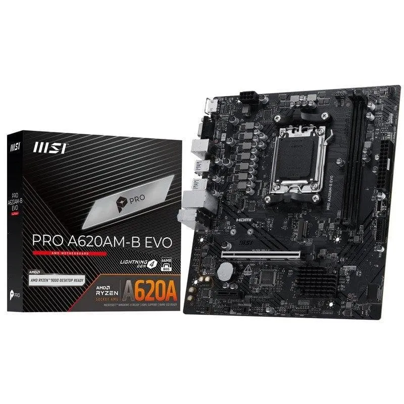 Motherboard MSI PRO A620AM-B EVO AMD A620 Socket AM5 DDR5 micro ATX 5GbE RAID M.2