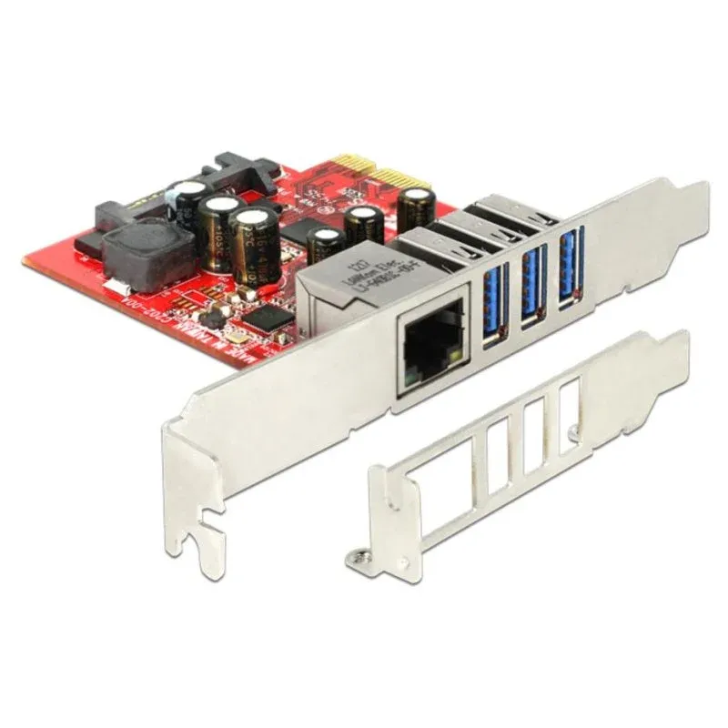 Tarjeta de Rede DeLock 89382 PCI Express 5 Gbps 3x USB 3.0 + 1x Gigabit LAN