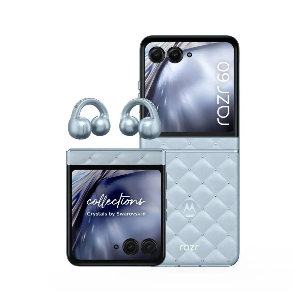 Motorola Razr 60 5G 256GB/8GB Dual SIM Gelo a Derreter + Auriculares Bluetooth Moto Buds Loop Swarovski