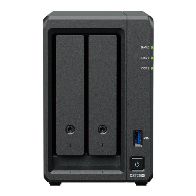NAS Synology Disk Station D725+ - 2 Baías - CPU 2-Core AMD Ryzen R1600 - 4GB RAM