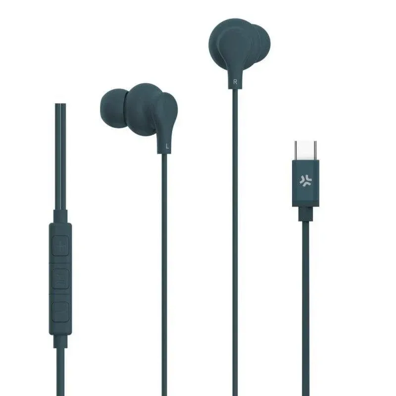 Auriculares Celly UP1600TYPECBL com cabo USB-C para chamadas e música azul
