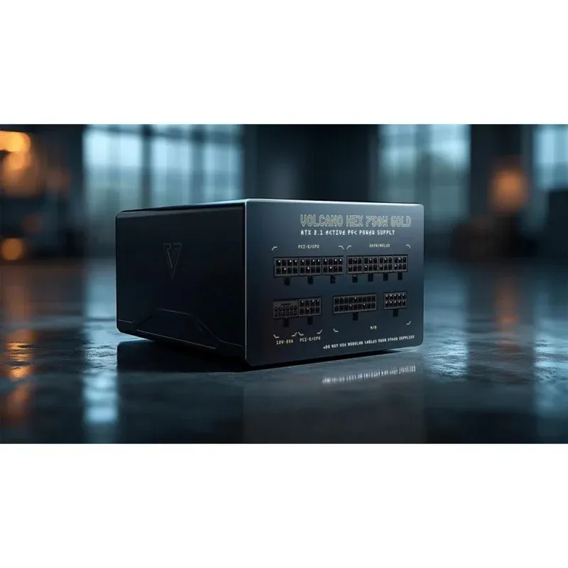Fonte Alimentação Fonte de Alimentação Modecom Volcano Hex 750W Certificação 80+ Gold modular