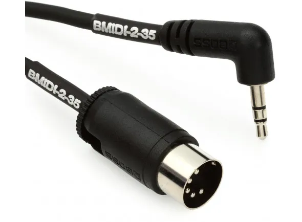 BOSS BMIDI-2-35 cabo ficha TRS stereo angulado 3.5 mm e ficha MIDI standard 5-pinos com 60 centimetros comprimento Garantia Vitalícia