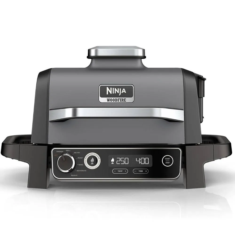 Grelhador Elétrico com Air Fryer Ninja OG701EU Woodfire Multifunções 7 em 1 1000W Preto