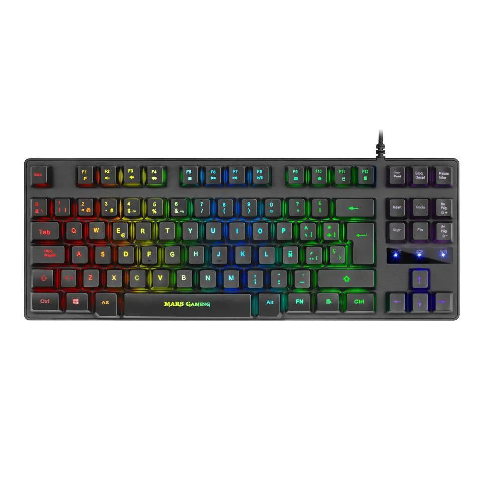 Teclado Mars Gaming MK023 TKL FRGB Rainbow H-Mech Red Switch PT Preto