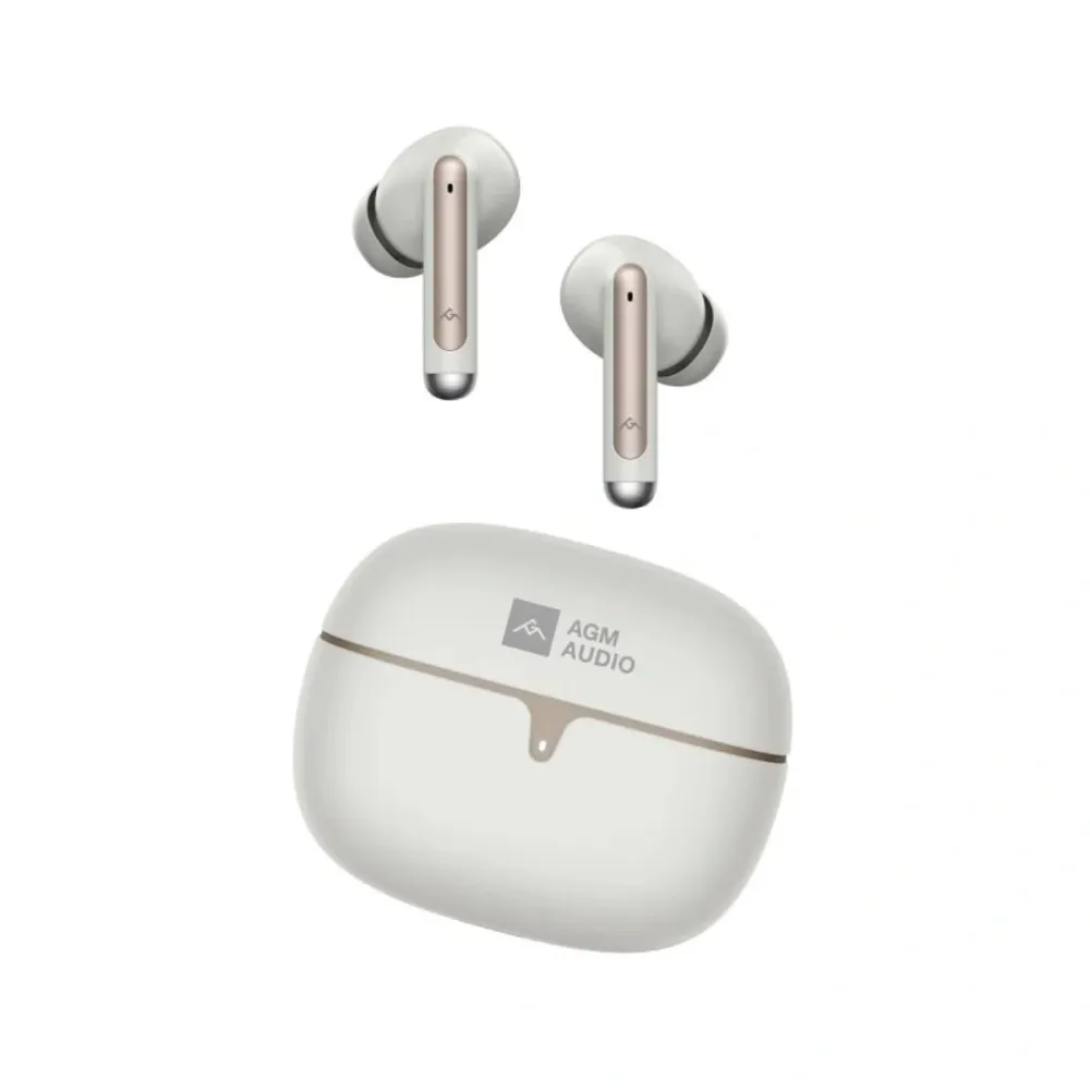 Auriculares Bluetooth AGM Buds 5 USB-C Beges