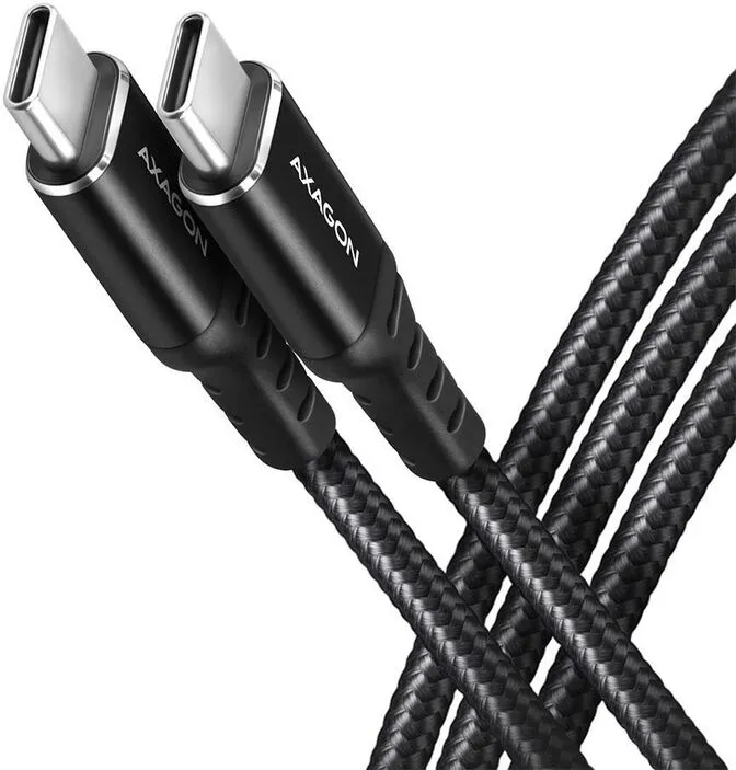 Cabo de carregamento AXAGON BUCM3-CM30AB cable USB-C <-> USB-C 3.2 Gen 1, 3m, PD 60W, 3A, ALU, braid, Preto