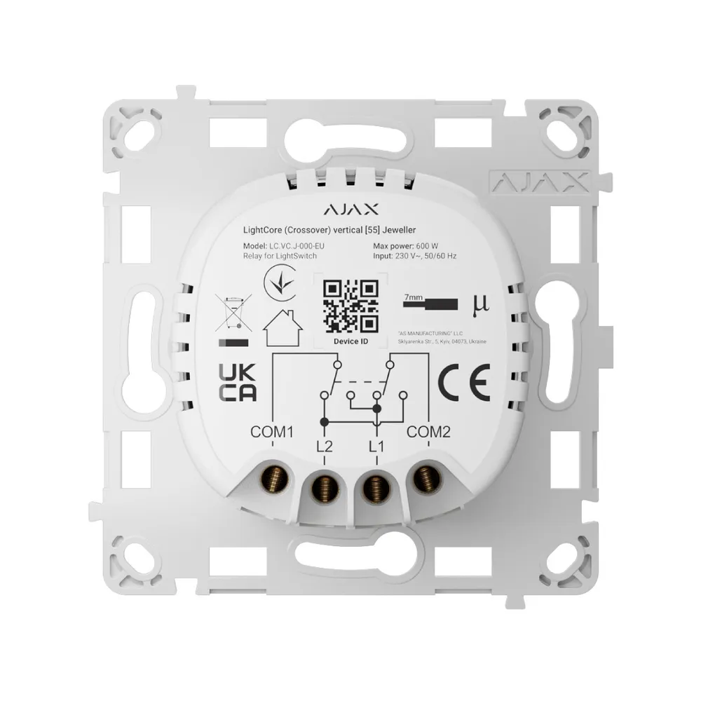 Relé Inteligente de Luz Cruzada Ajax LightCore 868MHz Jeweller Branco