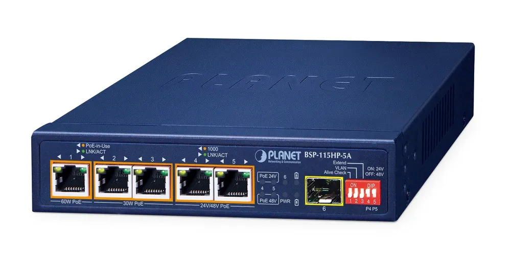 PLANET BSP-115HP-5A switch de rede Não-gerido Gigabit BSP-115HP-5A
