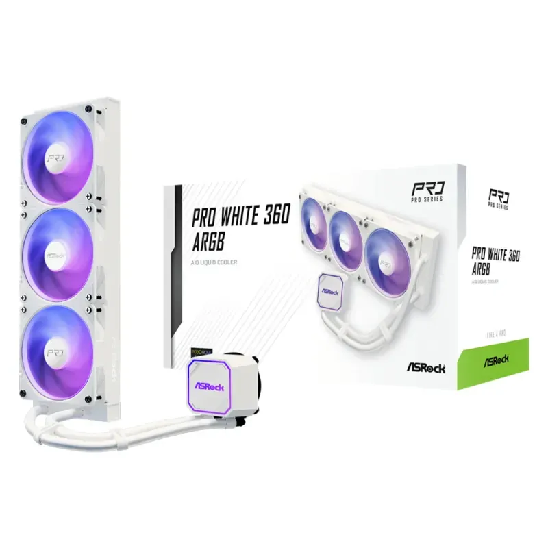 Refrigeración Líquida AsRock Pro White 360 ARGB 360mm 3 Ventiladores Branco