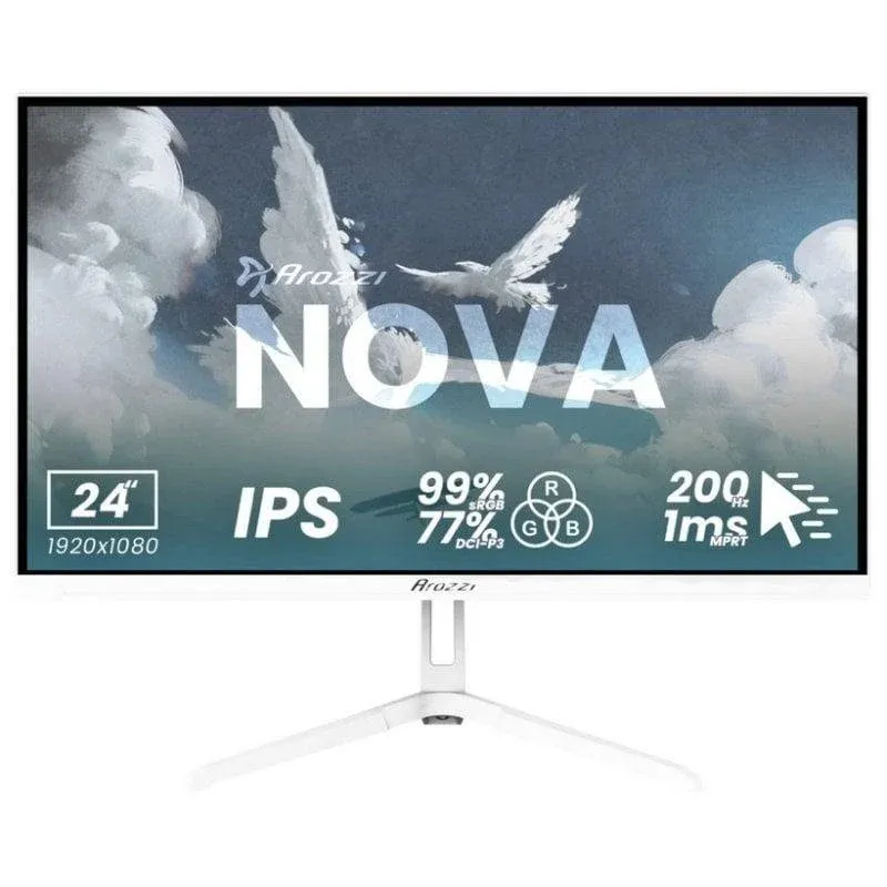 Monitor Arozzi Nova 24" FullHD 200Hz IPS 1ms HDR10 Branco Altifalantes