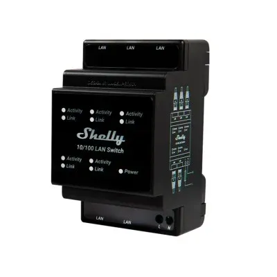 Módulo de Automação Shelly DIN Rail LAN Switch 5 Portas RJ45
