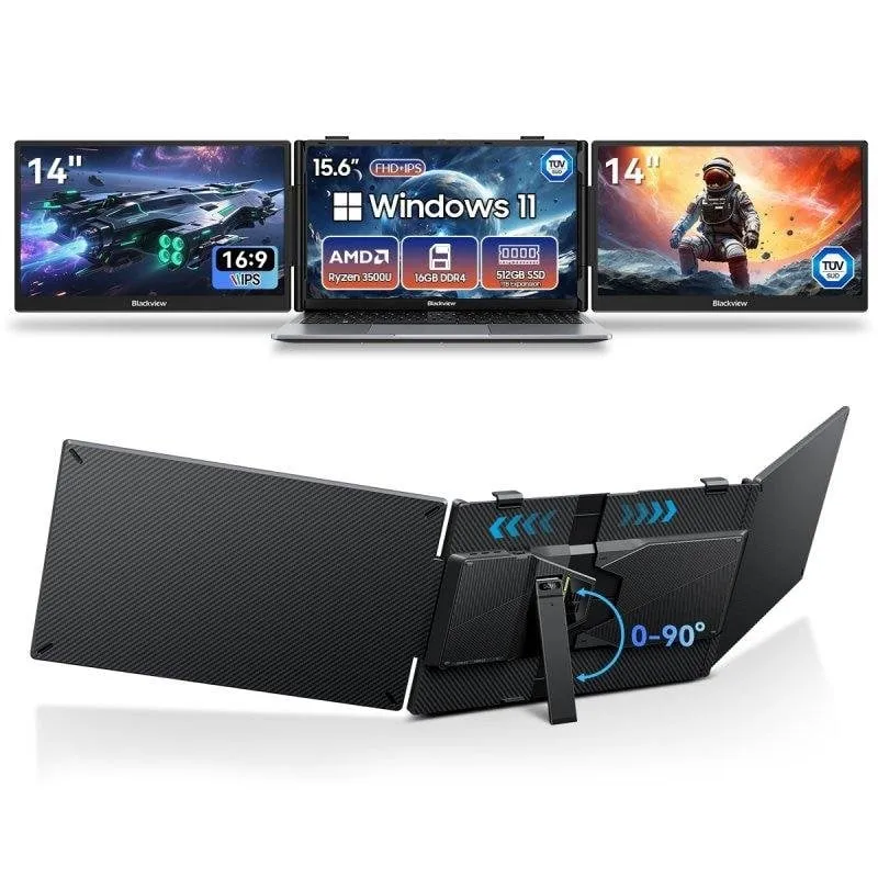 Monitor Blackview DCM6 14" FullHD IPS USB-C Duplo Carga Inversa 100W Som