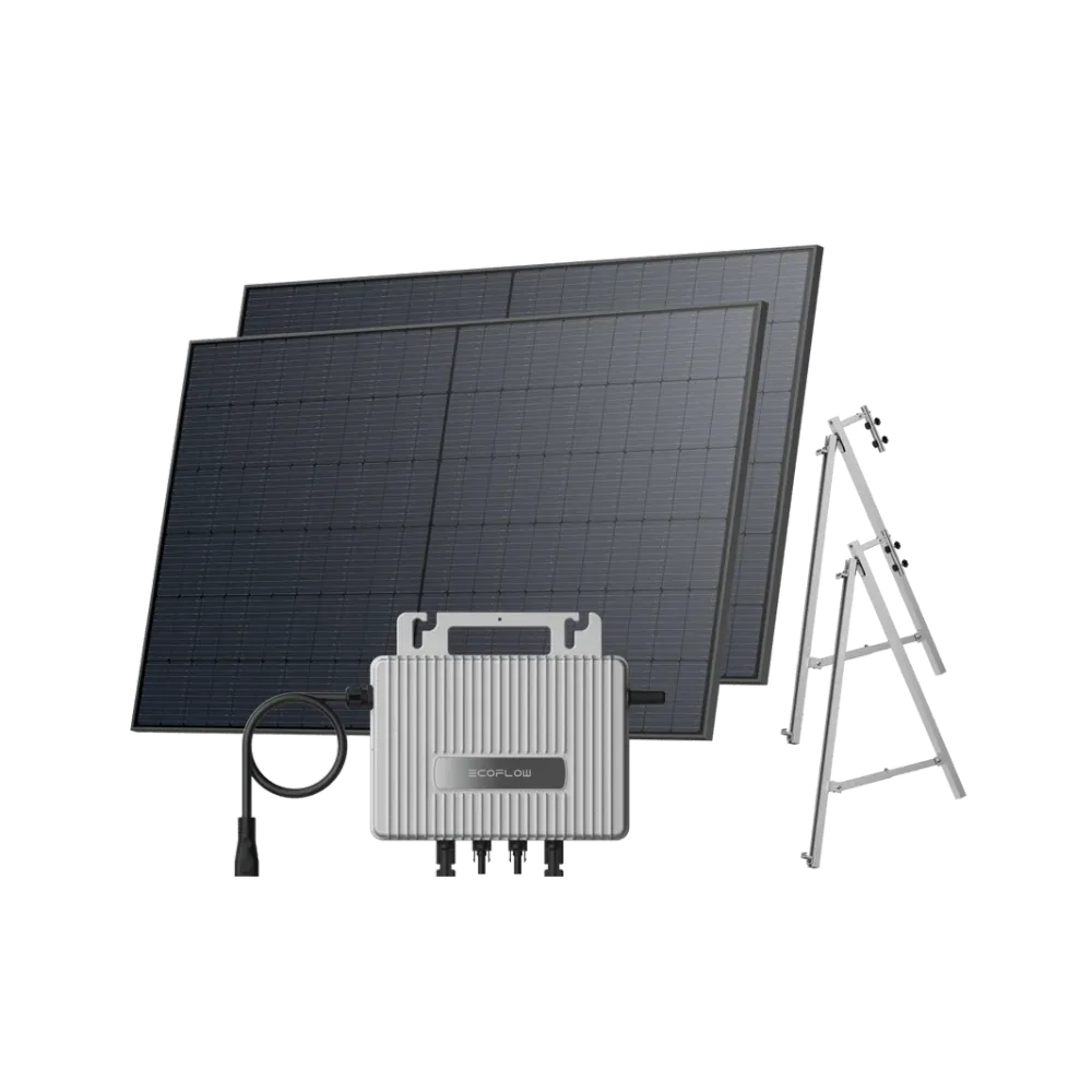 Kit EcoFlow STREAM de Varanda - Varanda de betão / (1040Wp) 2 × 520W painel solar rígido + microinversor STREAM / Suporte: Varanda de betão