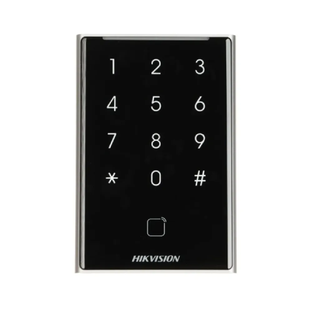 Controlo de Acesso Hikvision Cartão M1/DESfire/Felica e PIN Preto