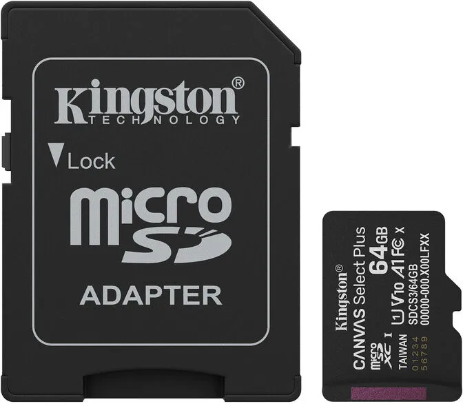 Cartão Kingston Canvas Select Plus Gen3 100MB/s MicroSDHC UHS-I A1 64GB