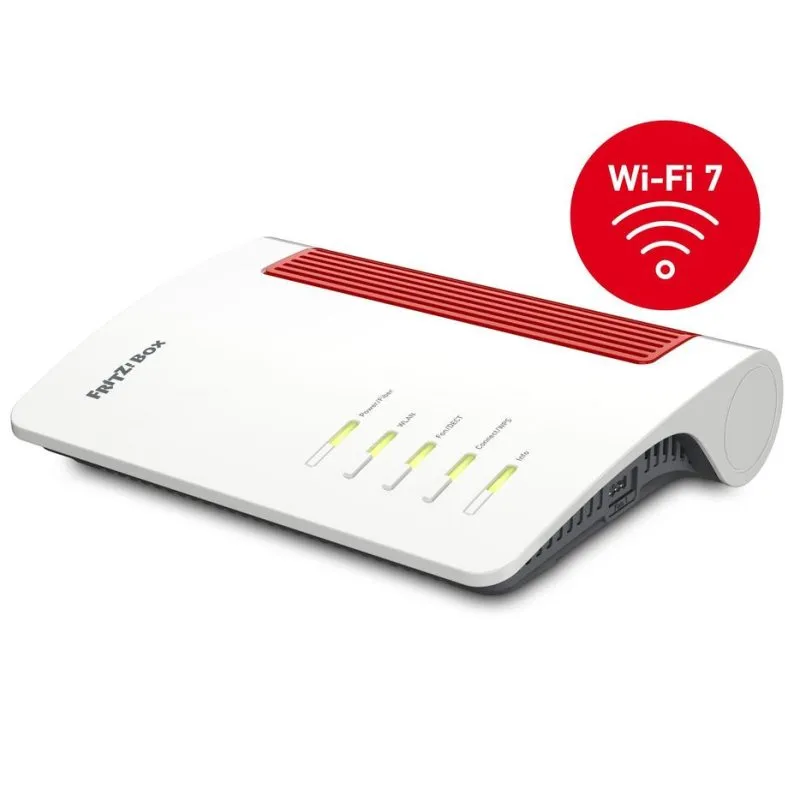 Router Fritz 5690 WiFi 7 GPON 5,76Gbps Dupla Banda Ethernet Vermelho Branco