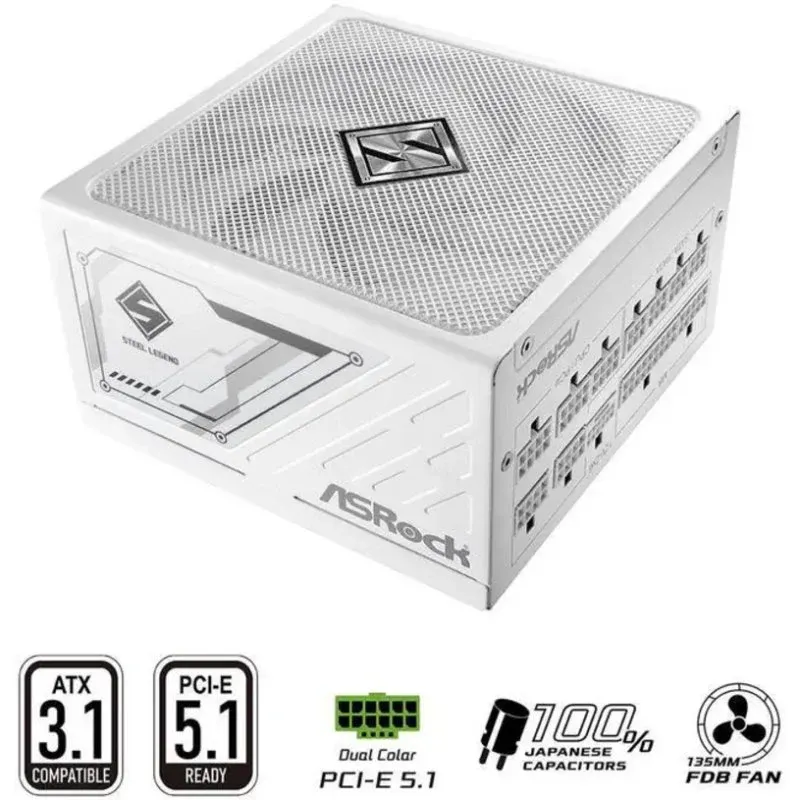 Fonte de Alimentação Asrock SL-850GW 850W Certificação 80 PLUS Gold modular
