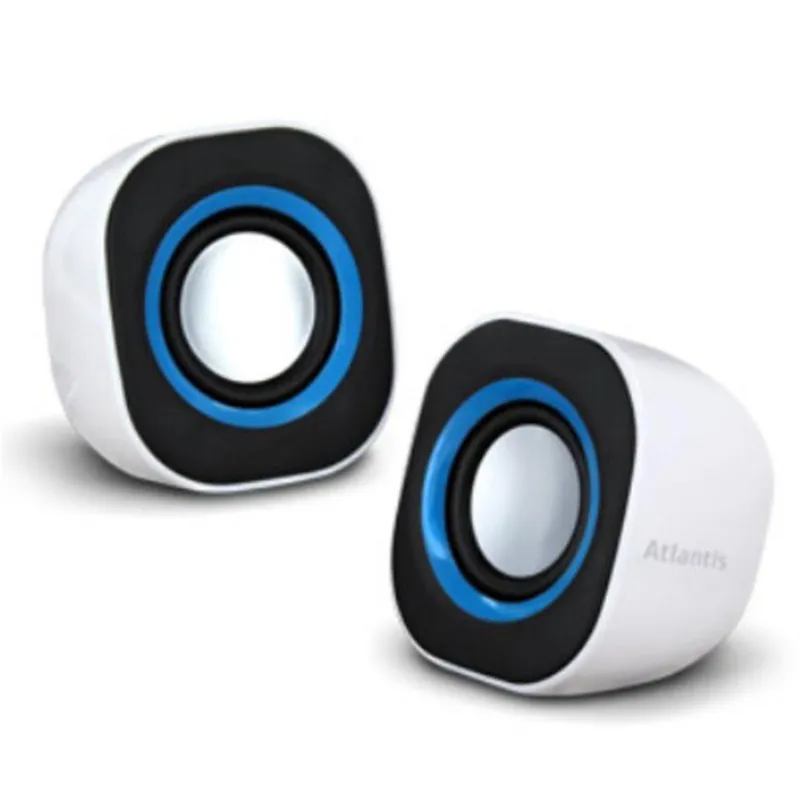 Altifalantes Atlantis Land Stereo portátil com fio 5W com controlo rotativo USB