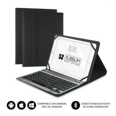 Capa com Teclado SUBKT2BT0001 Bluetooth 10,1 Subblim Preto