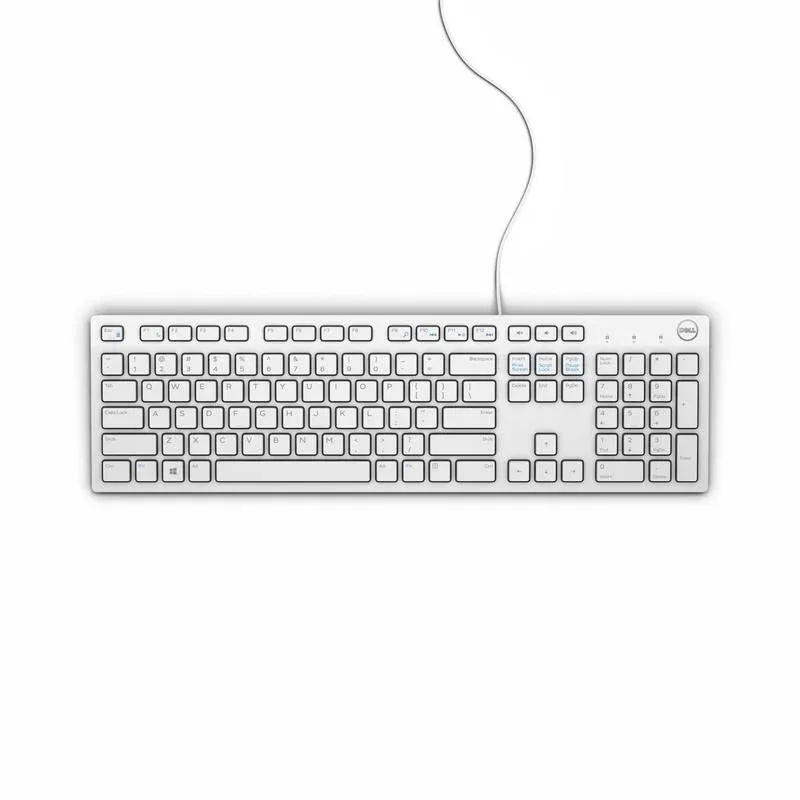 Teclado Dell KB216 de membrana completo com cabo USB AZERTY francês branco