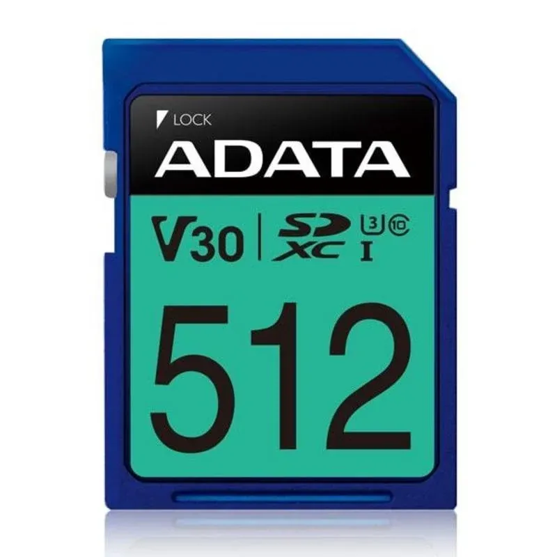 Cartão de memória ADATA Premier Pro 512 GB SDXC Classe 10 UHS-I U3 V30 Azul